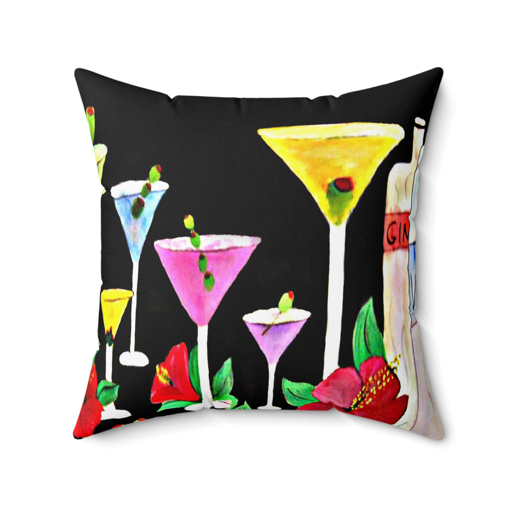 Cocktail Martini Pillow - Colorful Bar Art Decorative Throw Pillow
