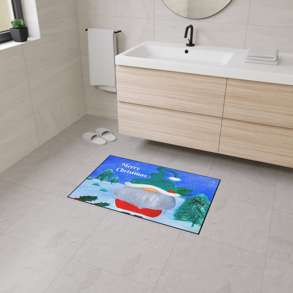 Christmas Gnome Heavy Duty Floor Mat – Merry Christmas Holiday Welcome Rug