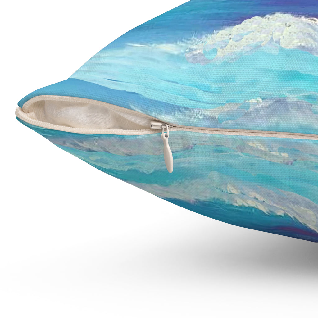 Ocean Sunset Decorative Pillow — Coastal Watercolor Throw Cushion