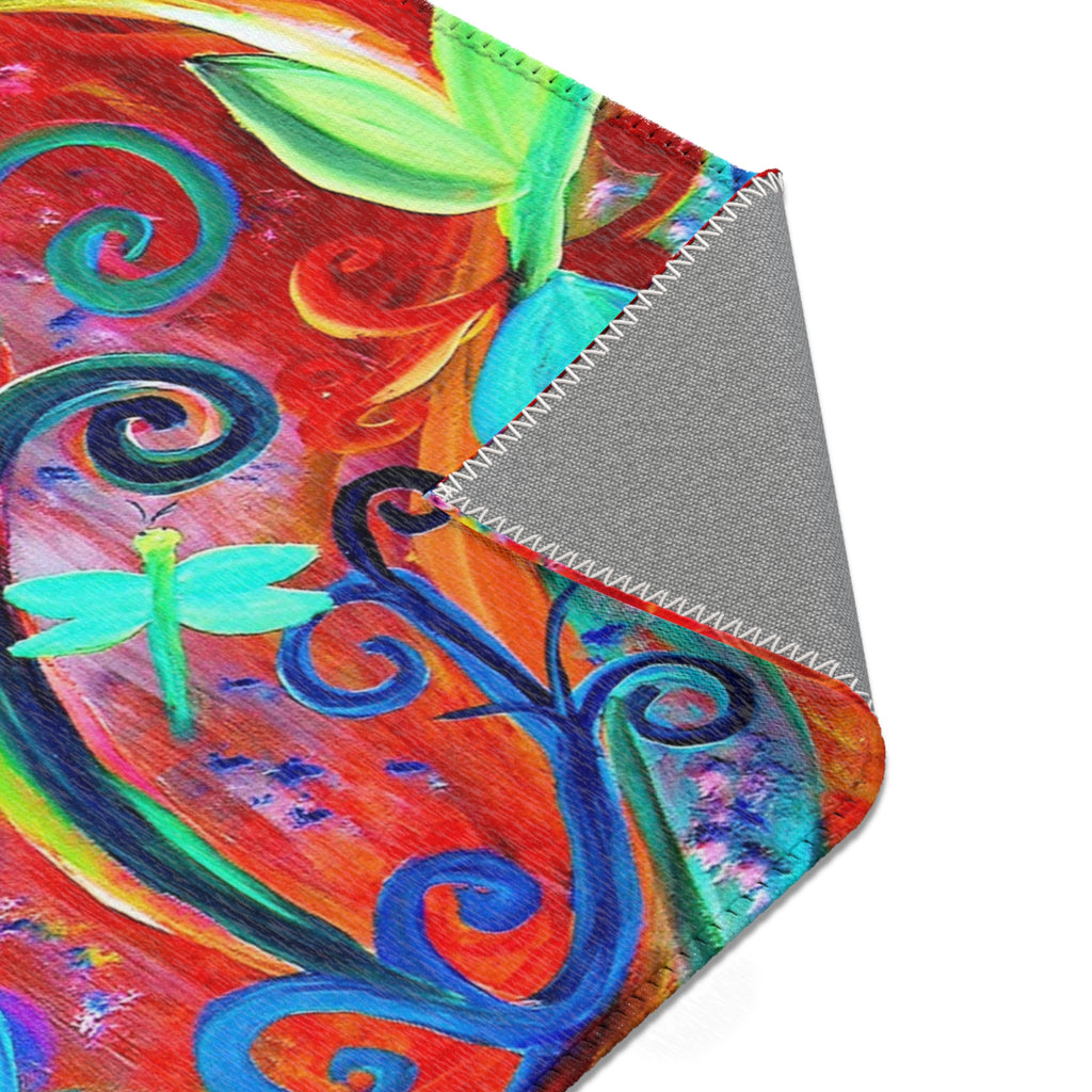 Vibrant Floral Boho Area Rug — Colorful Swirl Garden Accent Rug