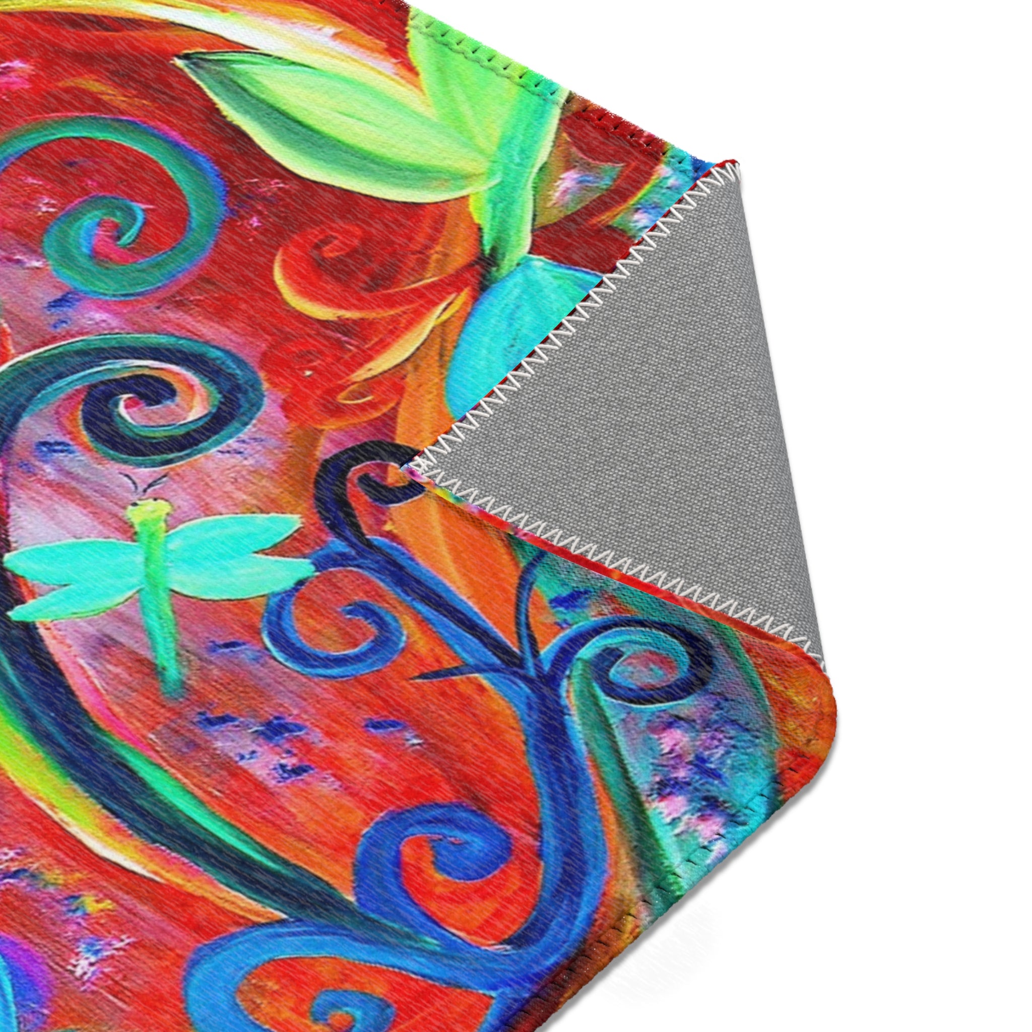 Vibrant Floral Boho Area Rug — Colorful Swirl Garden Accent Rug