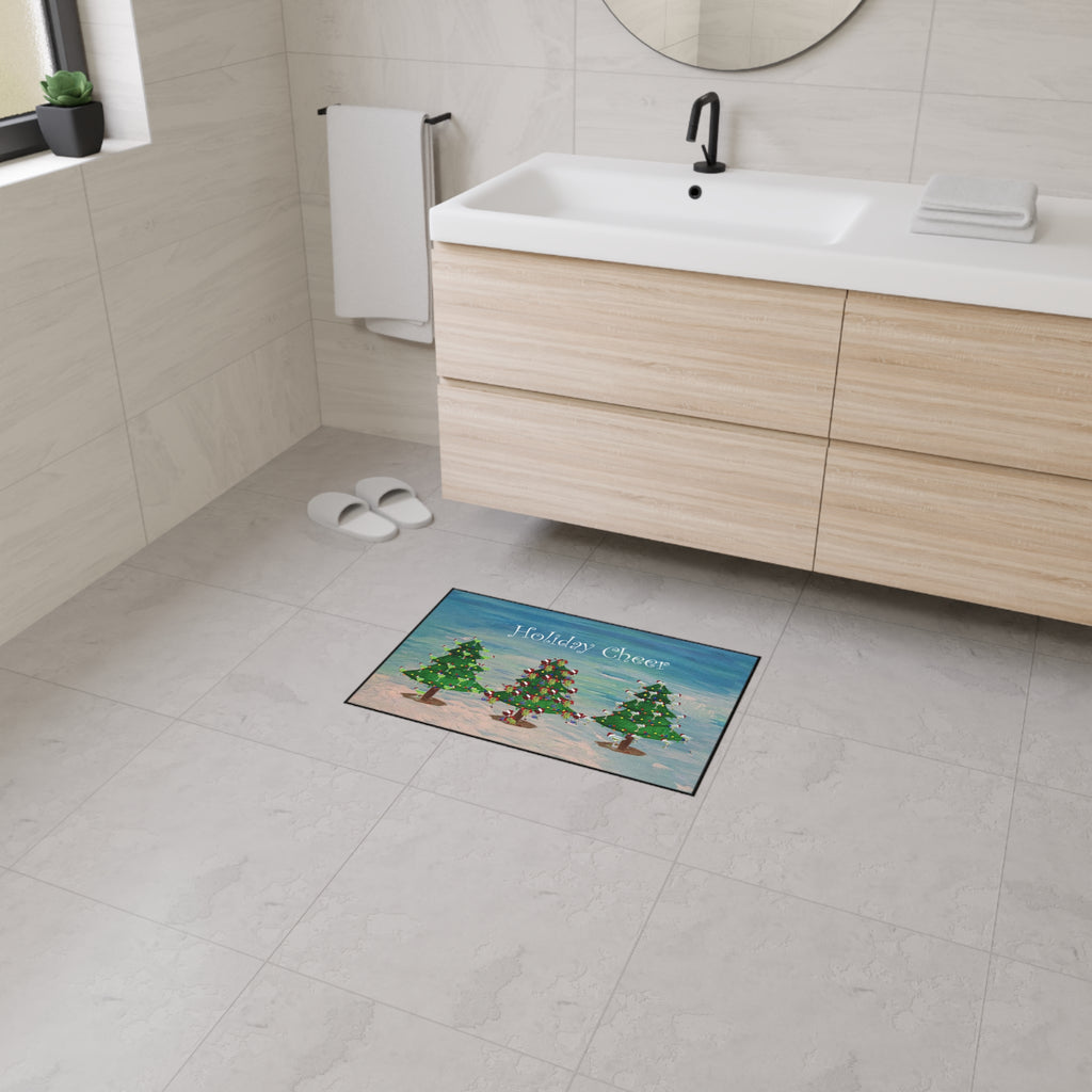 Holiday Cheer Floor Mat - Festive Christmas Trees Welcome Mat
