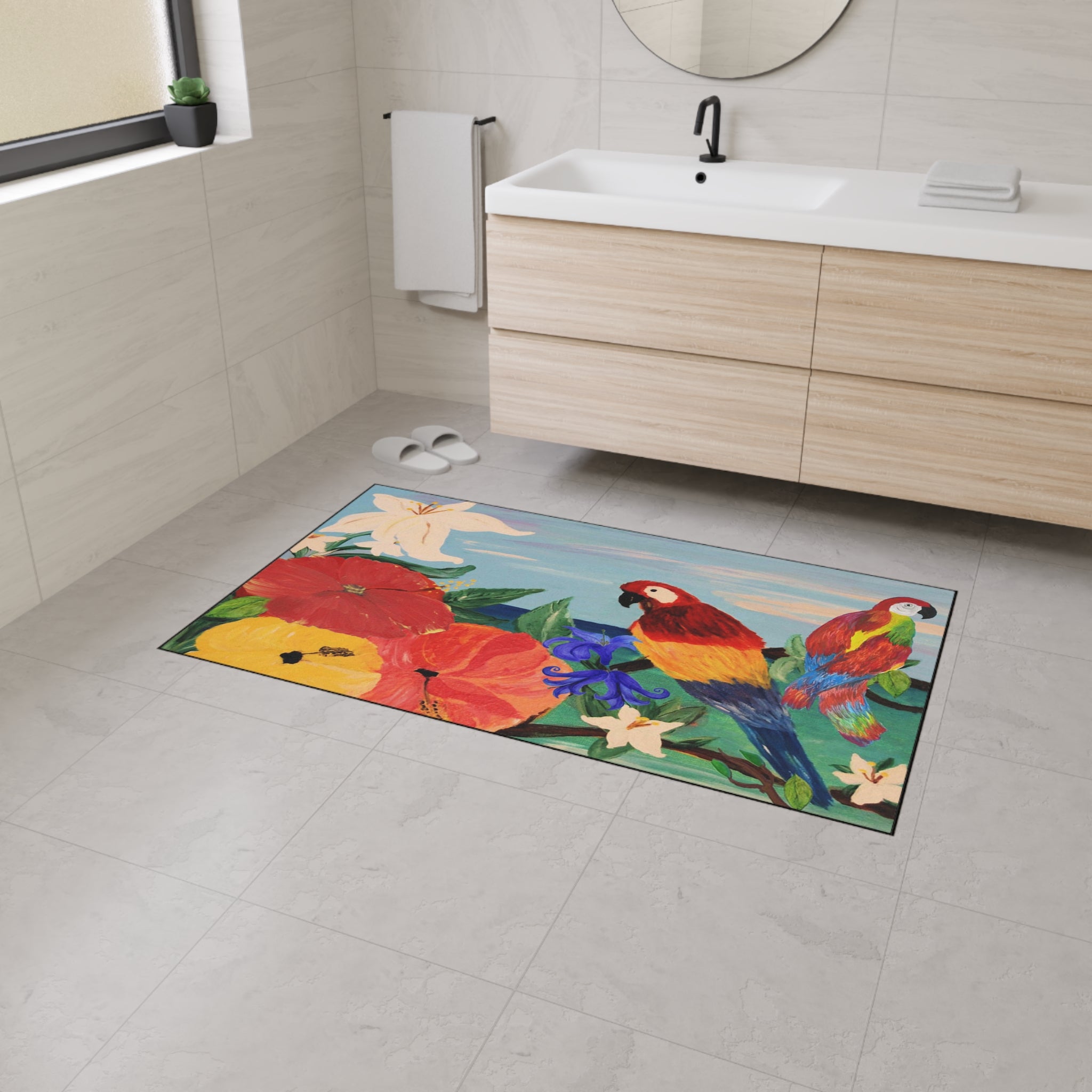 Tropical Parrot Door Mat — Heavy Duty Floral Floor Mat
