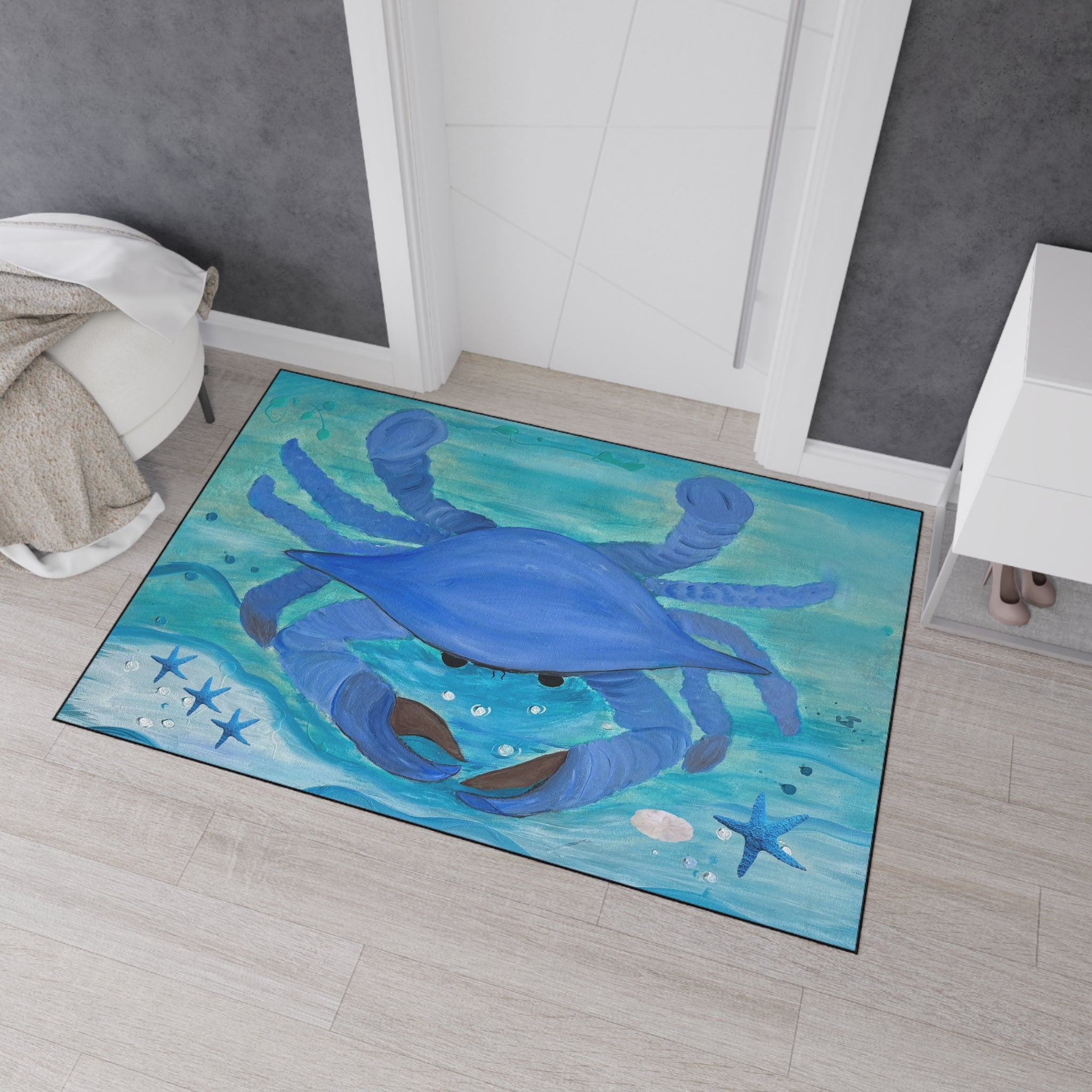 Blue Crab Beach Floor Mat – Coastal Ocean Decor Doormat