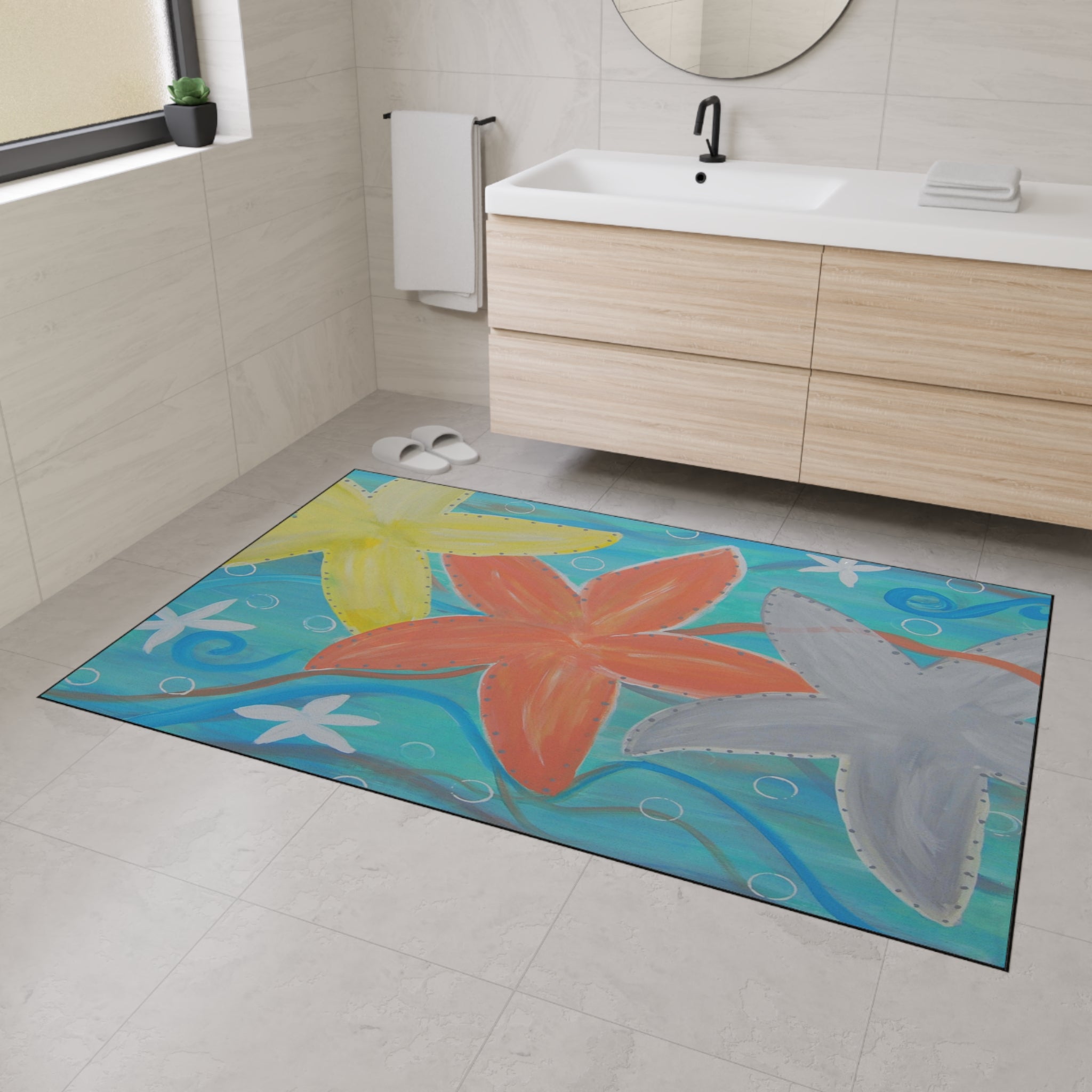 Starfish Beach Floor Mat — Colorful Coastal Doormat