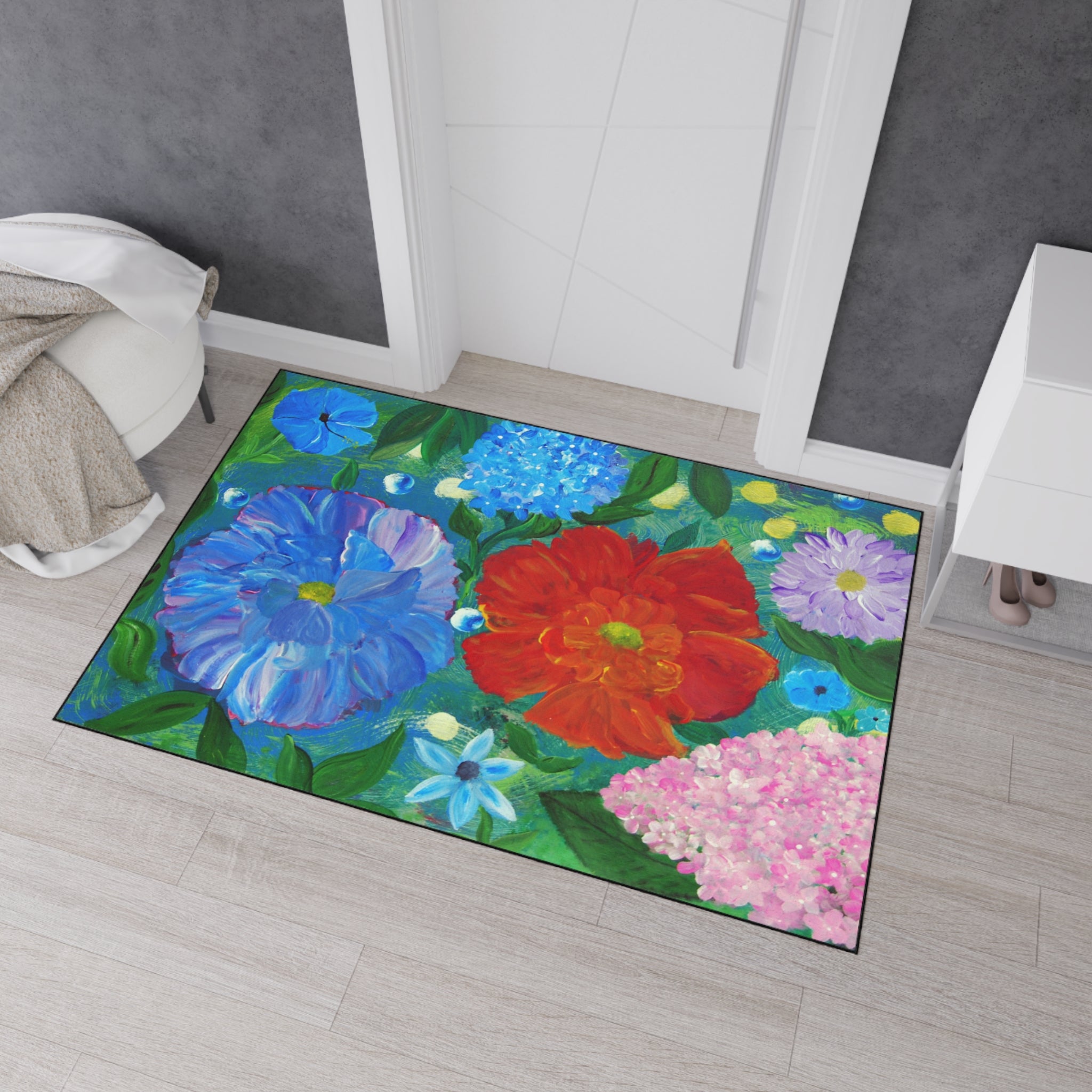 Floral Garden Heavy Duty Floor Mat — Bright Bloom Welcome Rug