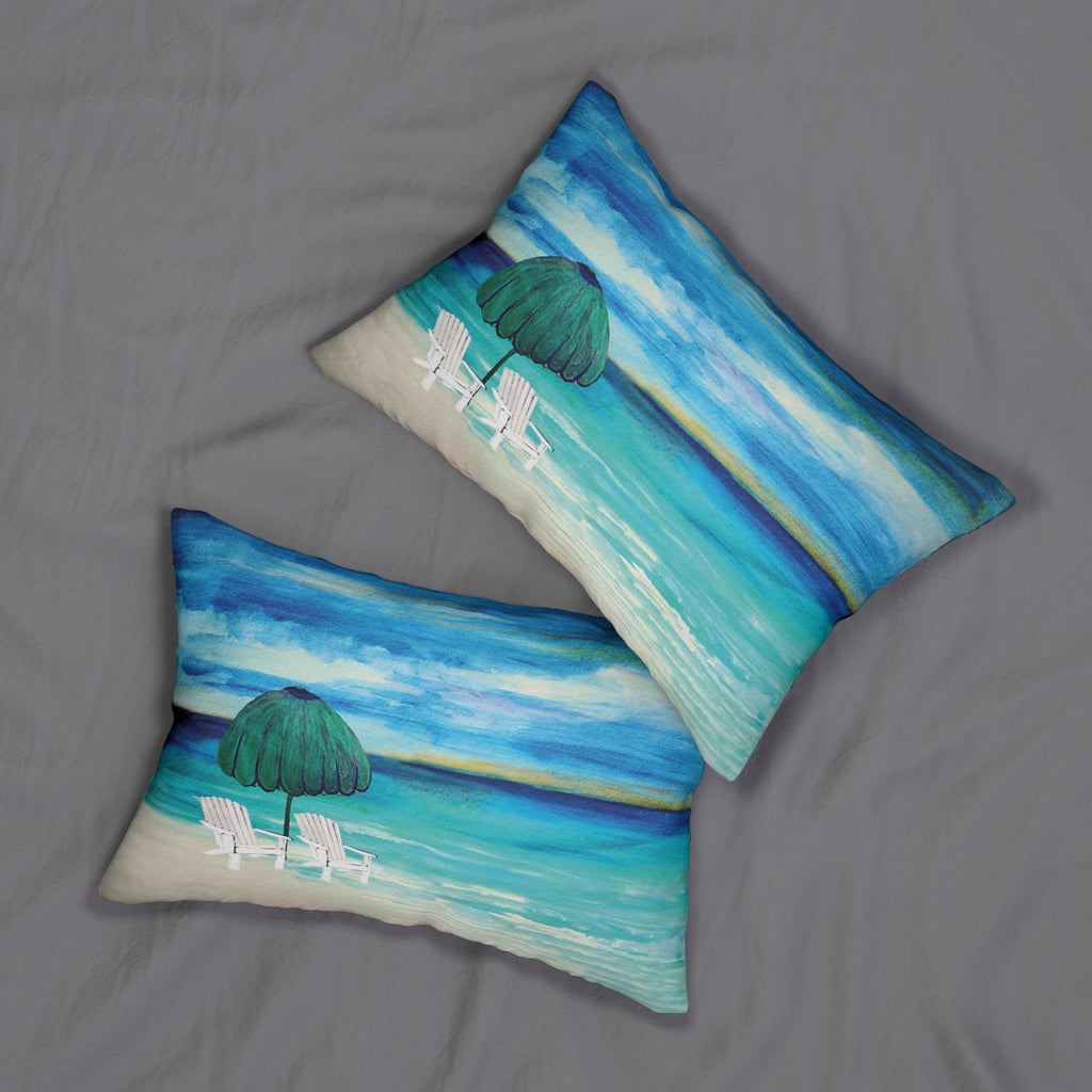 Beachside Retreat Lumbar Pillow — Tropical Ocean Print