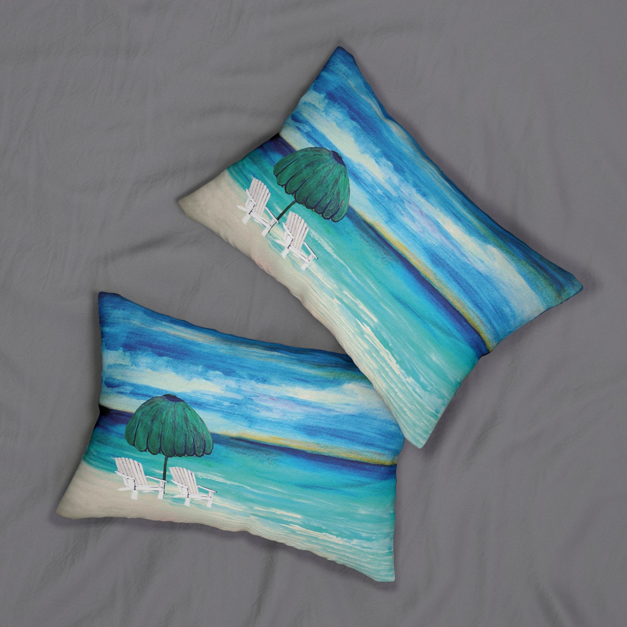 Beachside Retreat Lumbar Pillow — Tropical Ocean Print
