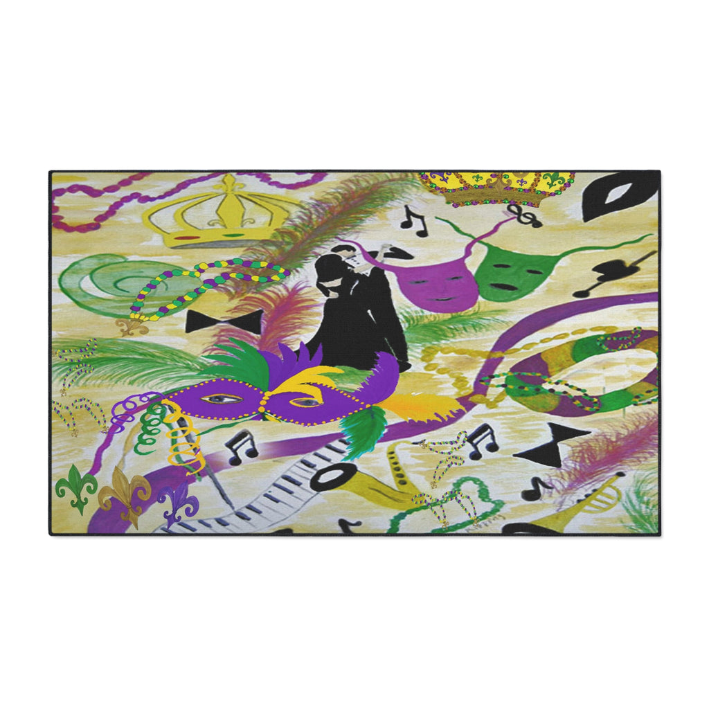 Mardi Gras Heavy Duty Floor Mat — Festive Masks, Music & Beads Entrance Rug
