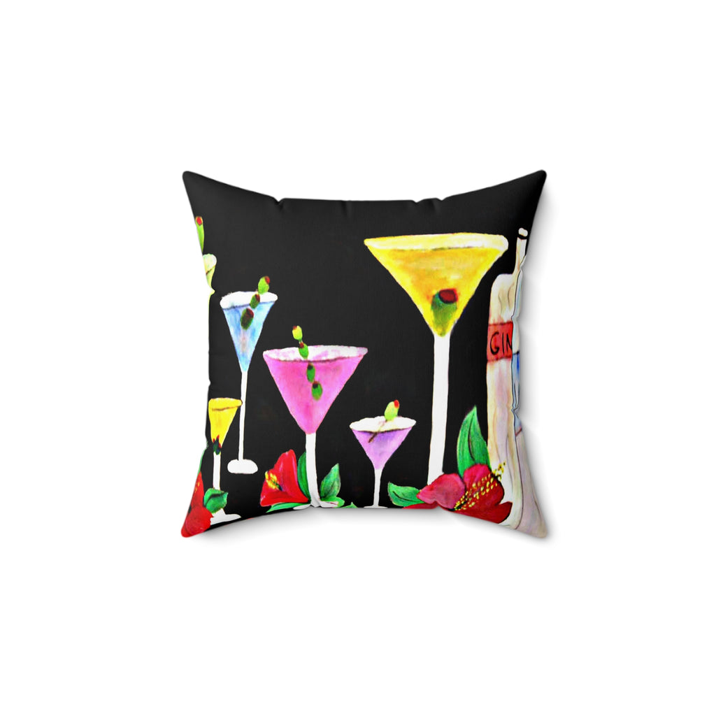 Cocktail Martini Pillow - Colorful Bar Art Decorative Throw Pillow