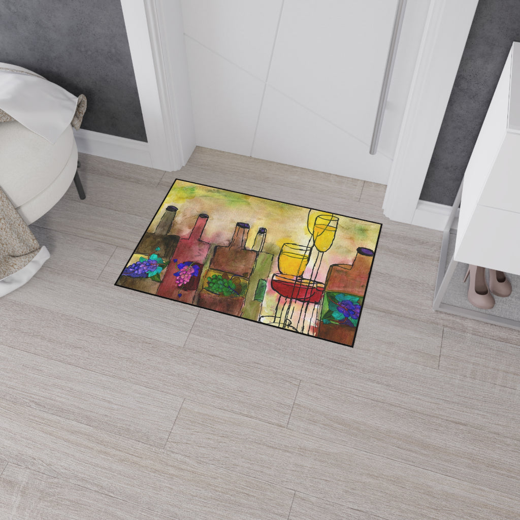 Tuscany Wine bottles artsy floor mat rug.