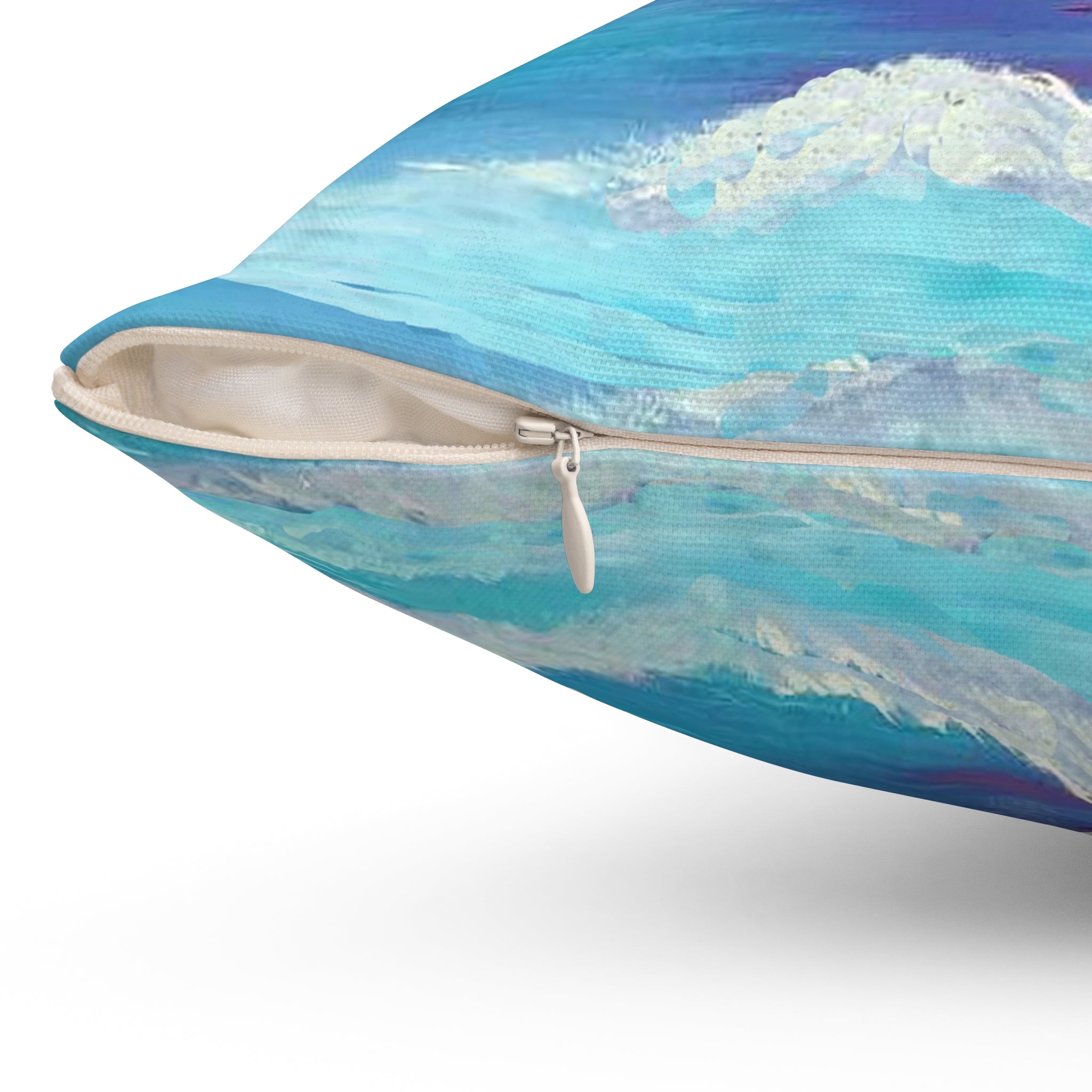 Ocean Sunset Decorative Pillow — Coastal Watercolor Throw Cushion