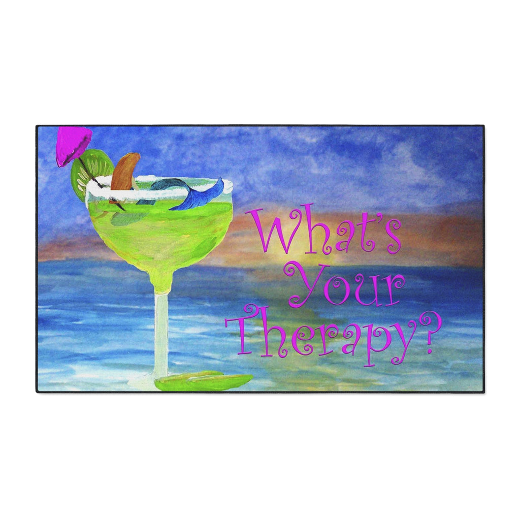What's Your Therapy? Margarita Mermaid Floor Mat — Heavy Duty Beach Bar Welcome Mat
