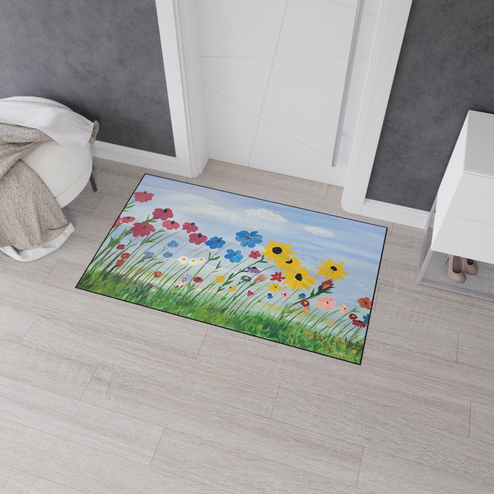 Wildflower Meadow Heavy-Duty Floor Mat — Durable Floral Doormat for Entryway, Kitchen & Patio