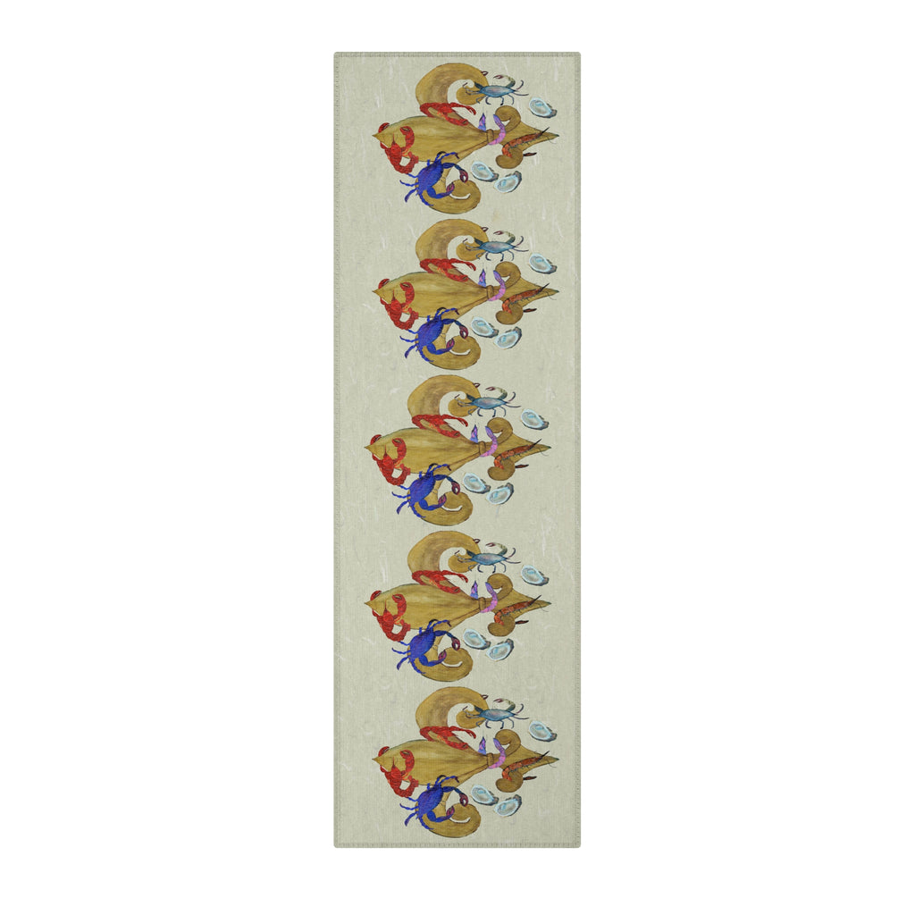 Cajun Fleur de lis Kitchen Runner Rug — Coastal Hallway Accent