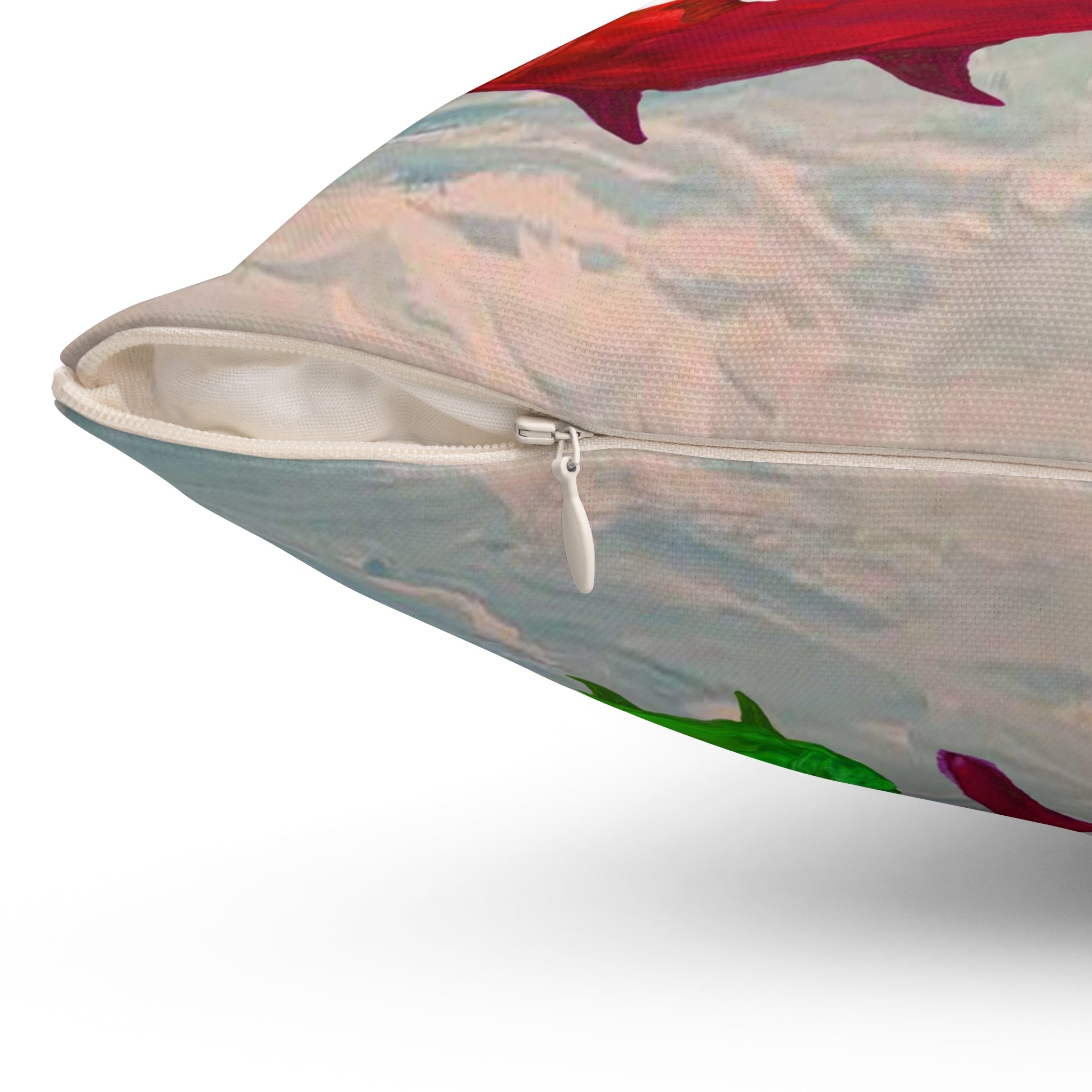 Christmas Fish Throw Pillow — 'Merry Christmas' Nautical Holiday Decor