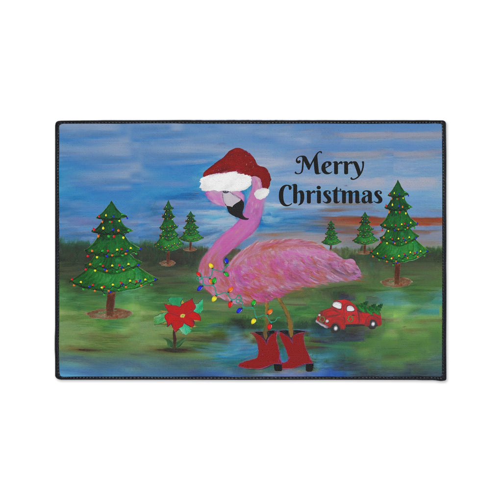 Christmas Flamingo Floor Mat - Merry Christmas Holiday Doormat