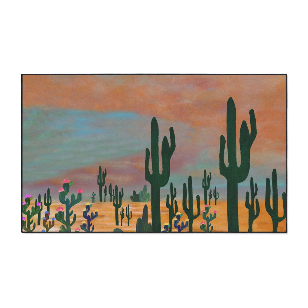 Desert Sunset Cactus Field Floor Mat