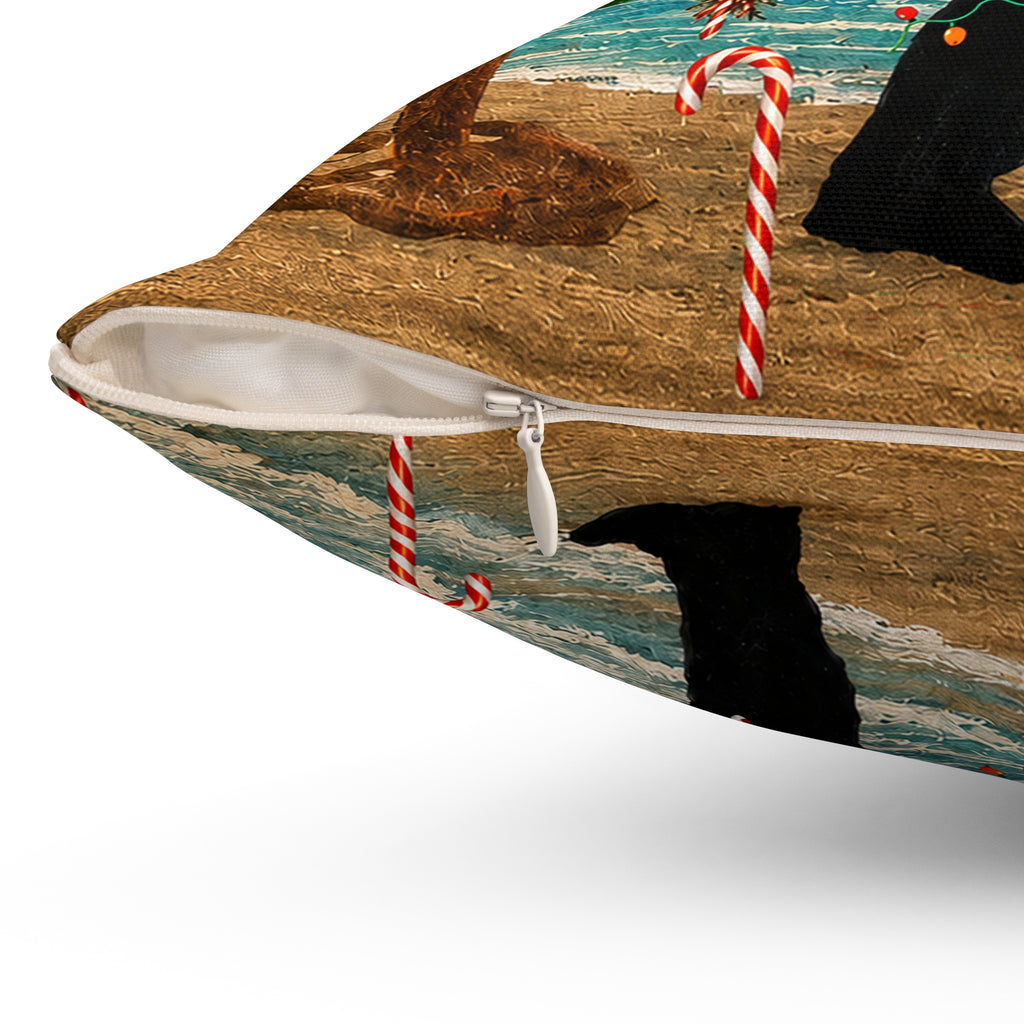 Believe Bigfoot Funny Nautical Holiday Christmas Throw Pillow