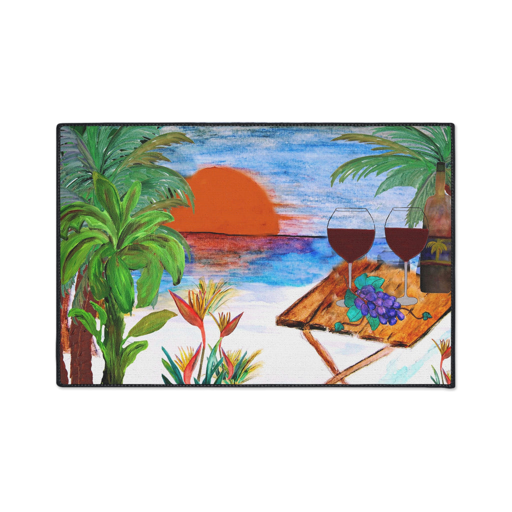 Romantic Picnic Beach Sunset Wine Heavy Duty Floor Mat
