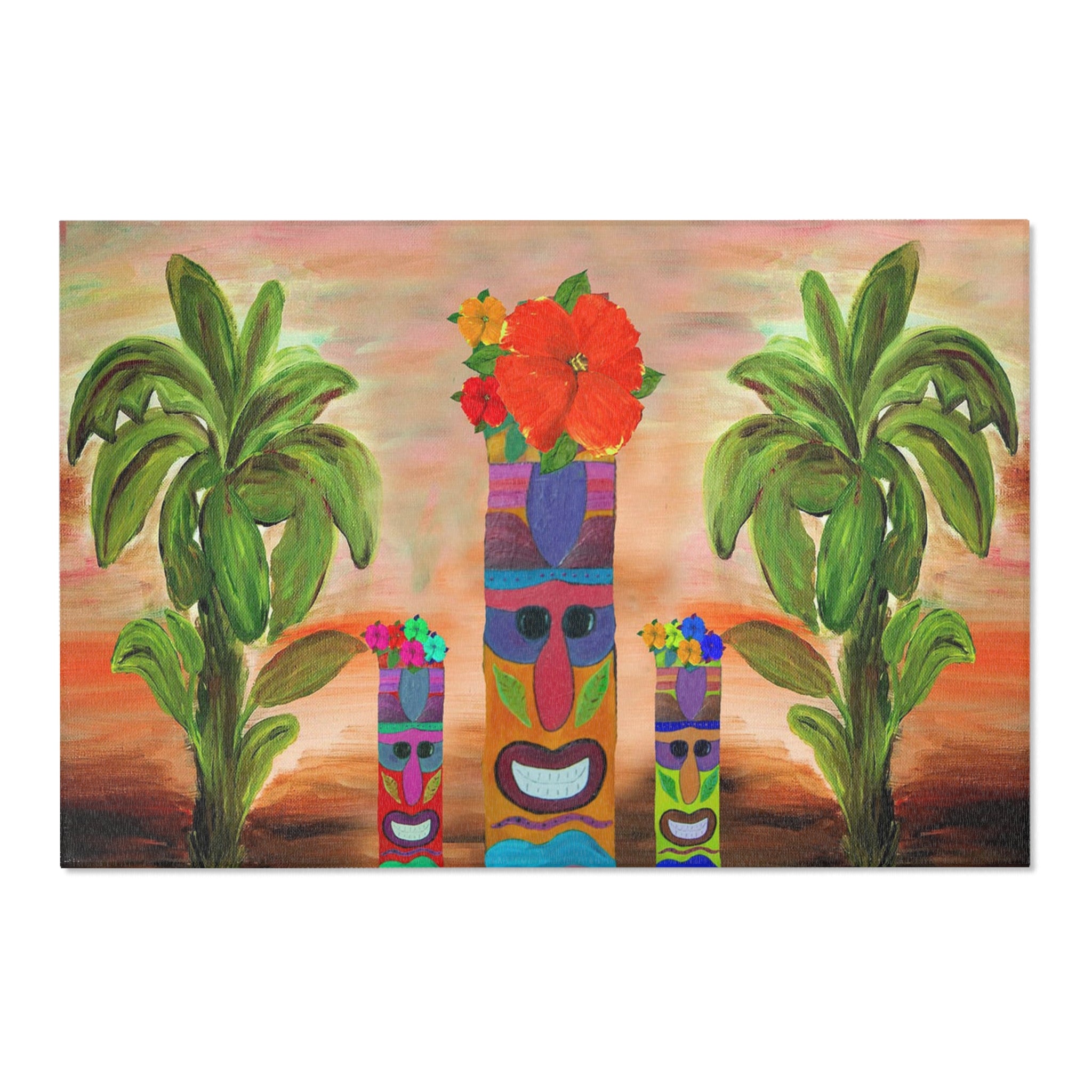 Tiki Trio Area Rug — Tropical Palm Beach Doormat