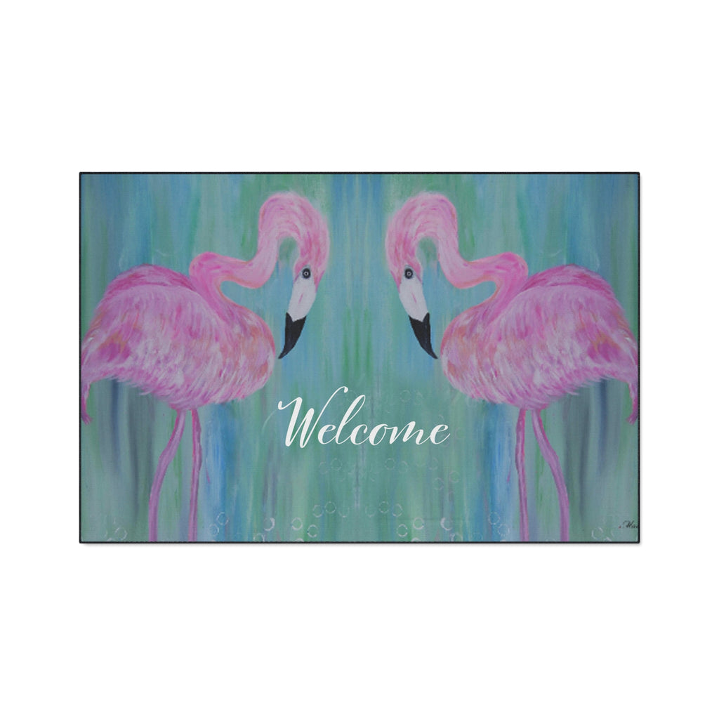 Welcome Pink Flamingo Floor Mat — Heavy Duty Welcome Doormat