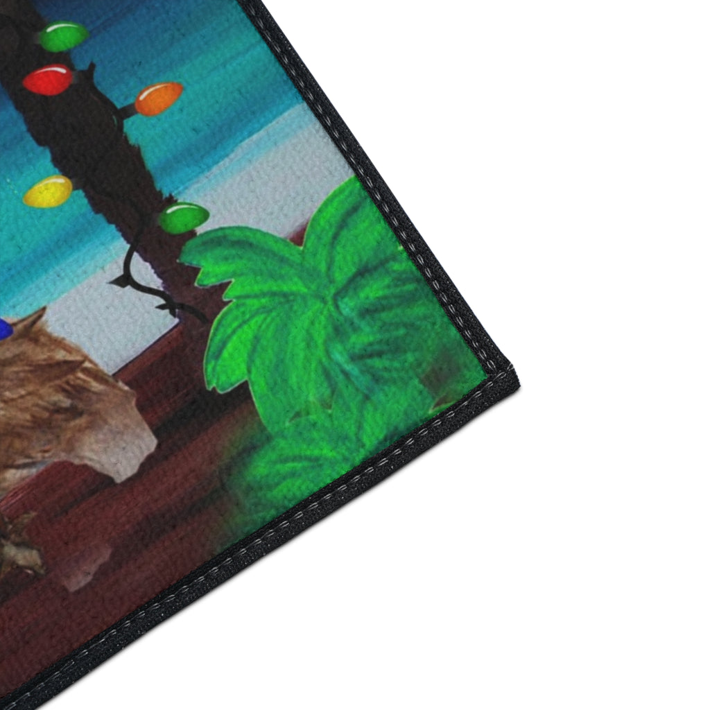 Christmas Pelican Party Cocktails Beach Mat — "Merry Christmas" Holiday Doormat