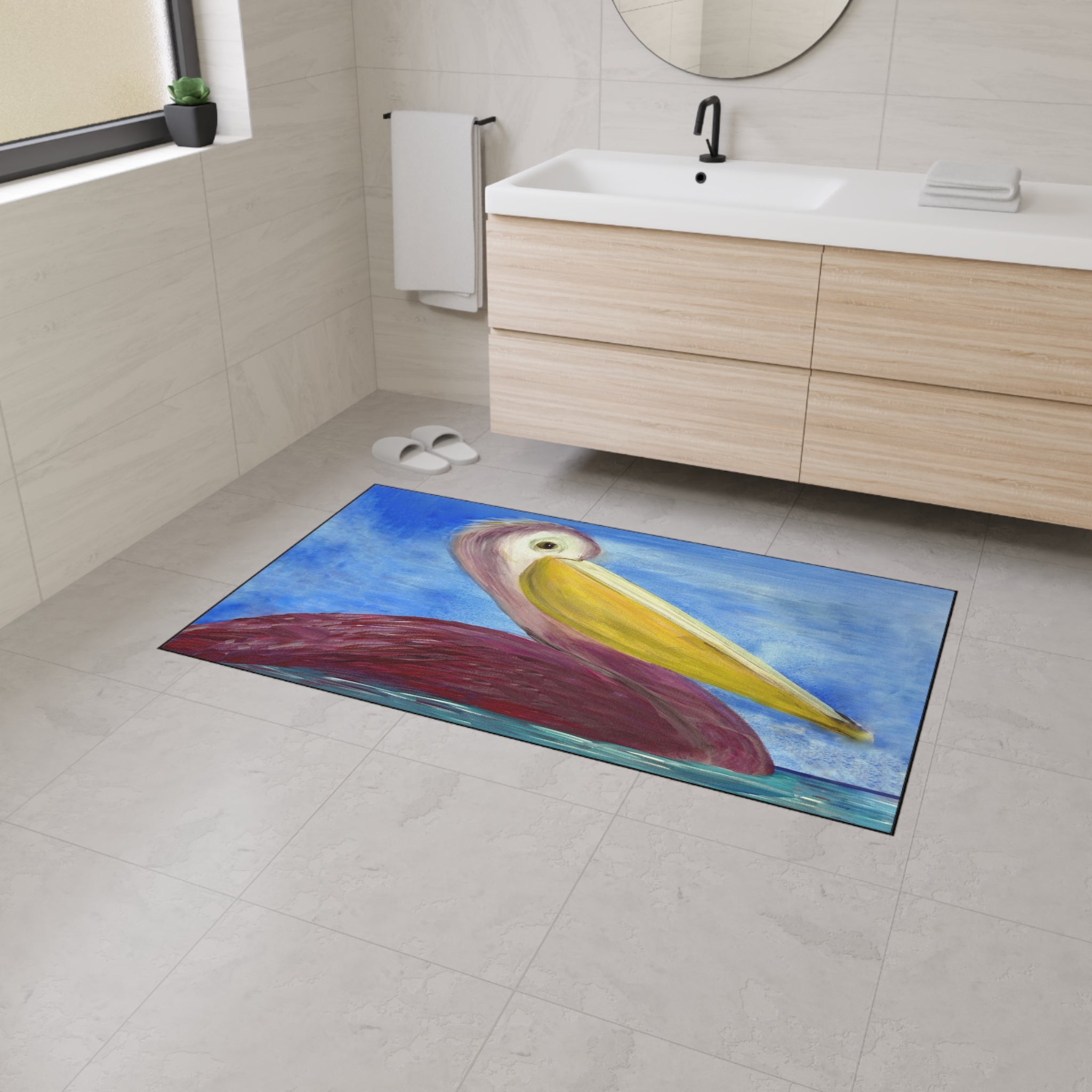 Pelican Art Floor Mat — Heavy-Duty Coastal Welcome Rug