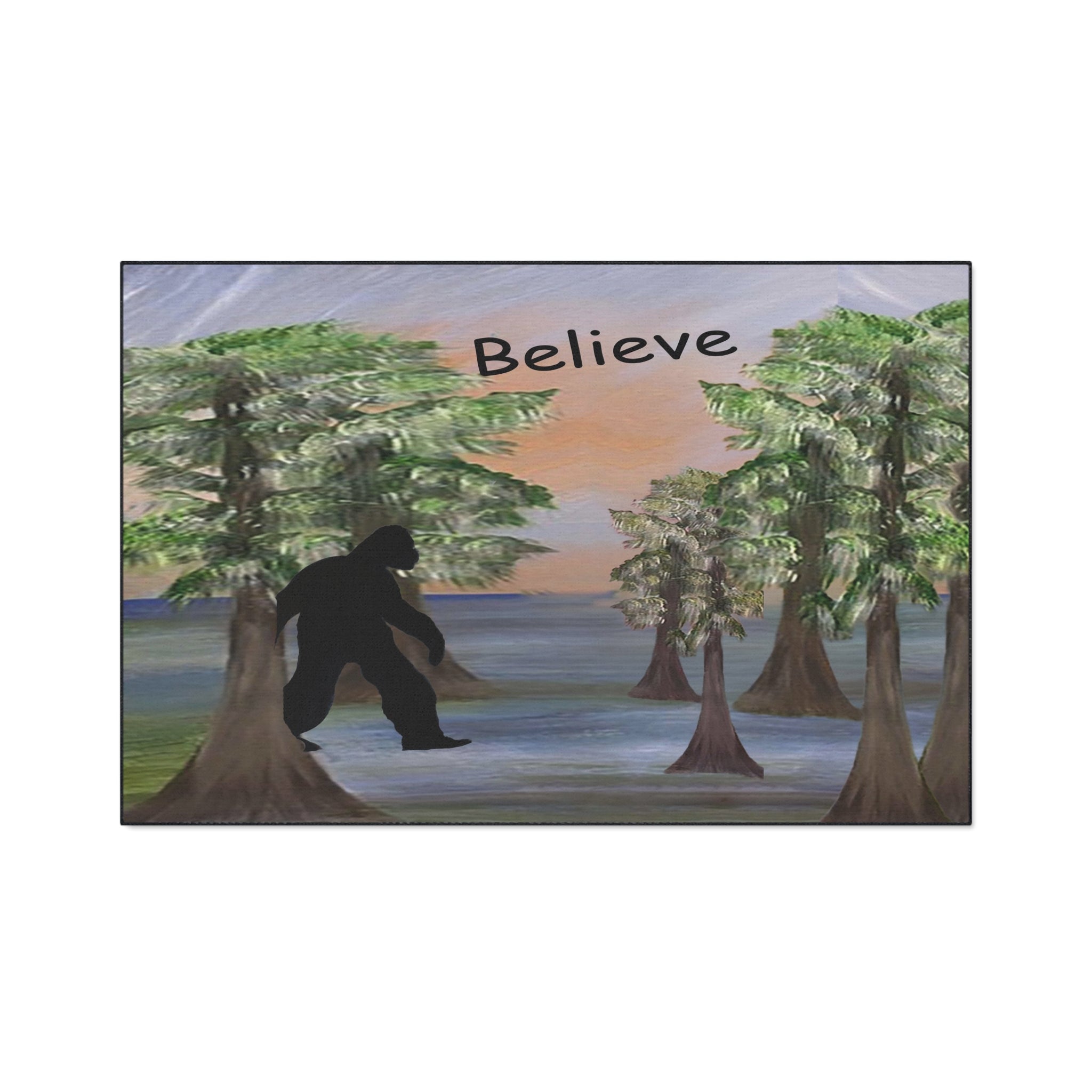 Believe Bigfoot Floor Mat Sashquash Swamp funny rug