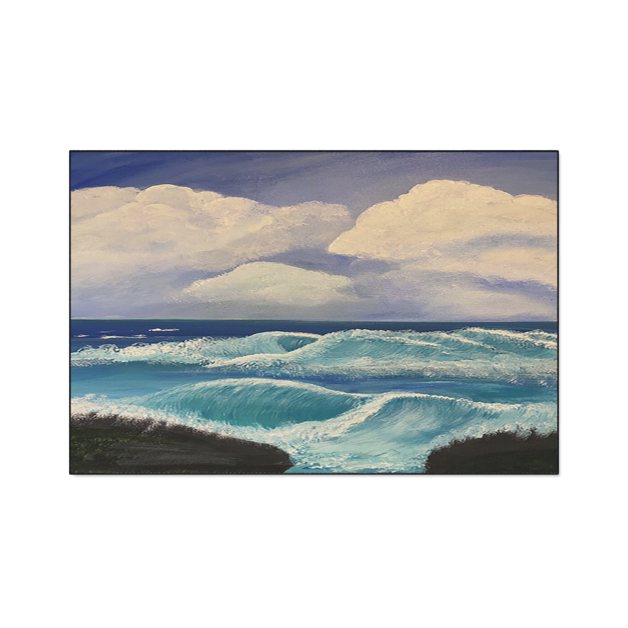 Ocean Waves Heavy-Duty Floor Mat — Coastal Seascape Doormat