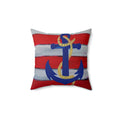 Nautical Anchor Pillow — Red & White Stripe Decorative Throw