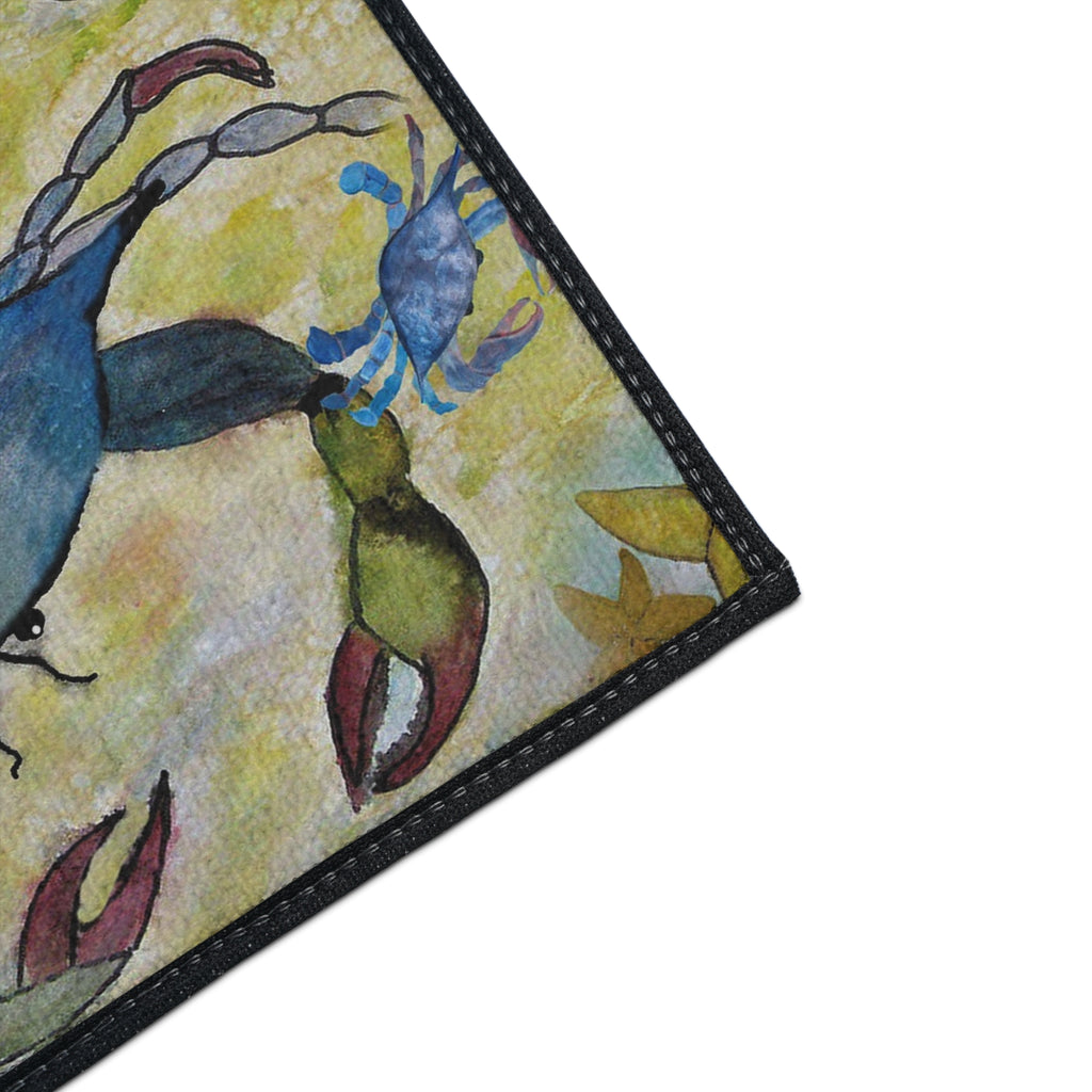 Blue Crab Coastal Floor Mat — Heavy Duty Seaside Doormat