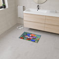 Floral Bouquet Heavy-Duty Floor Mat — Colorful Painted Flowers Entrance Rug