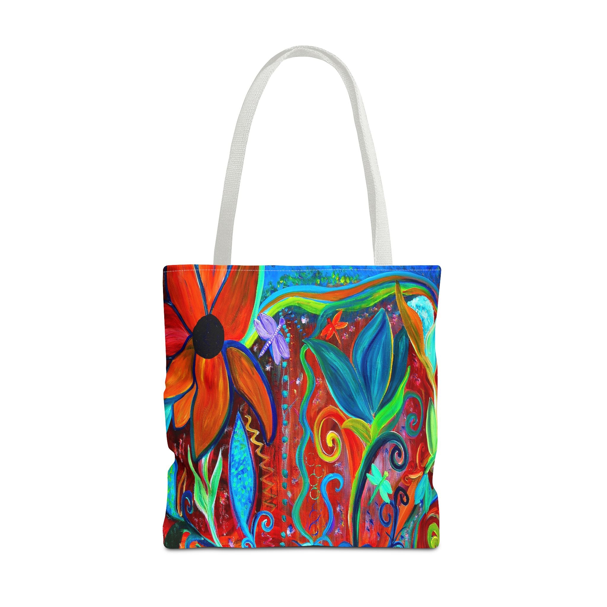 Floral Artsy Tote Bag — Vibrant Hand-Painted Garden Print All-Over-Print Tote