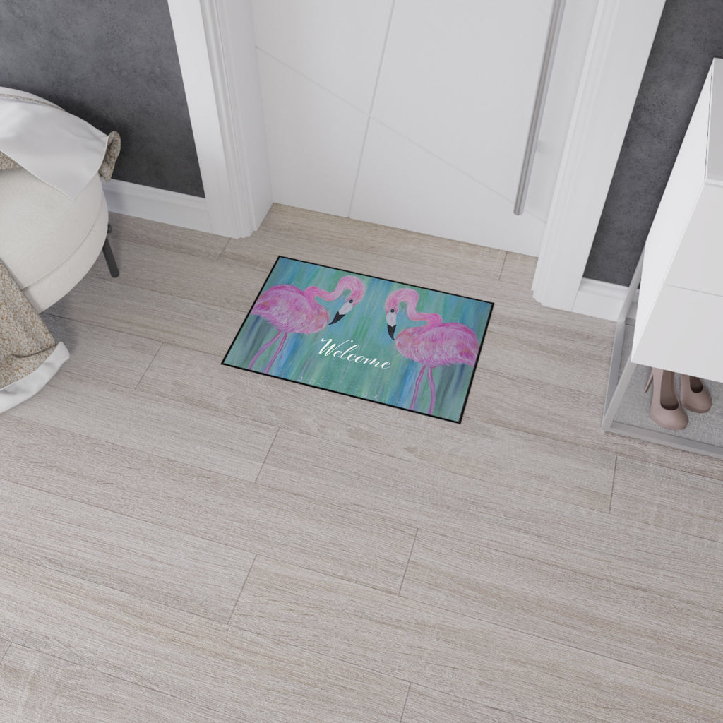 Flamingo Welcome Floor Mat — Heavy Duty Outdoor/Indoor Doormat
