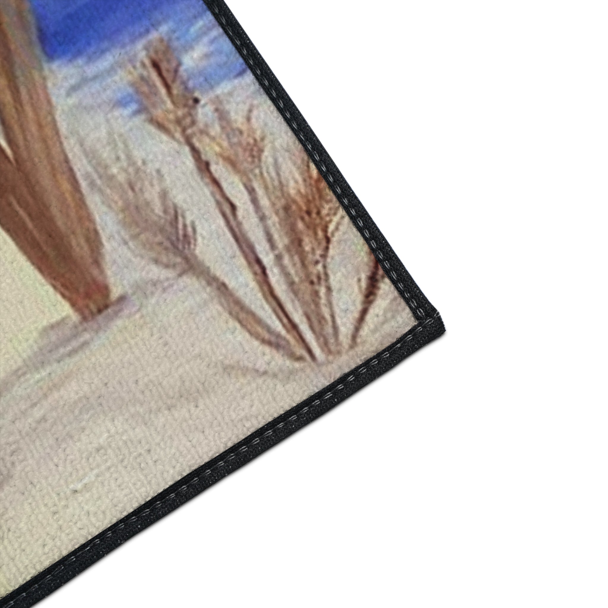 Beach Scene Heavy Duty Floor Mat — Tropical Hammock Palm Tree Doormat