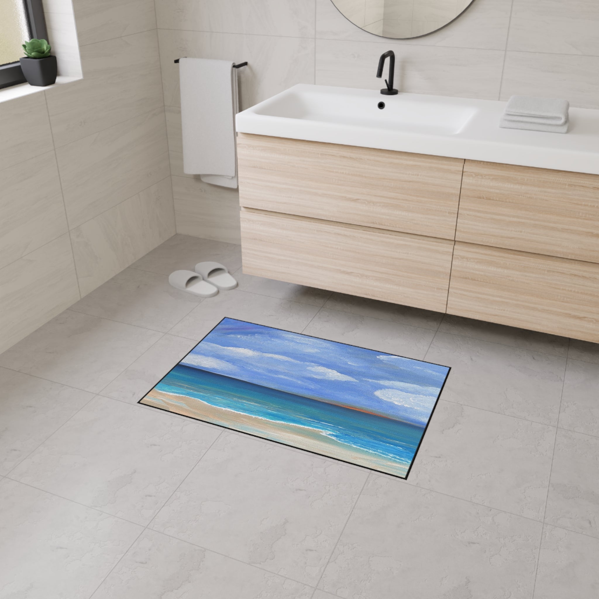 Coastal Calm Heavy-Duty Floor Mat — Ocean Beach Seascape Doormat