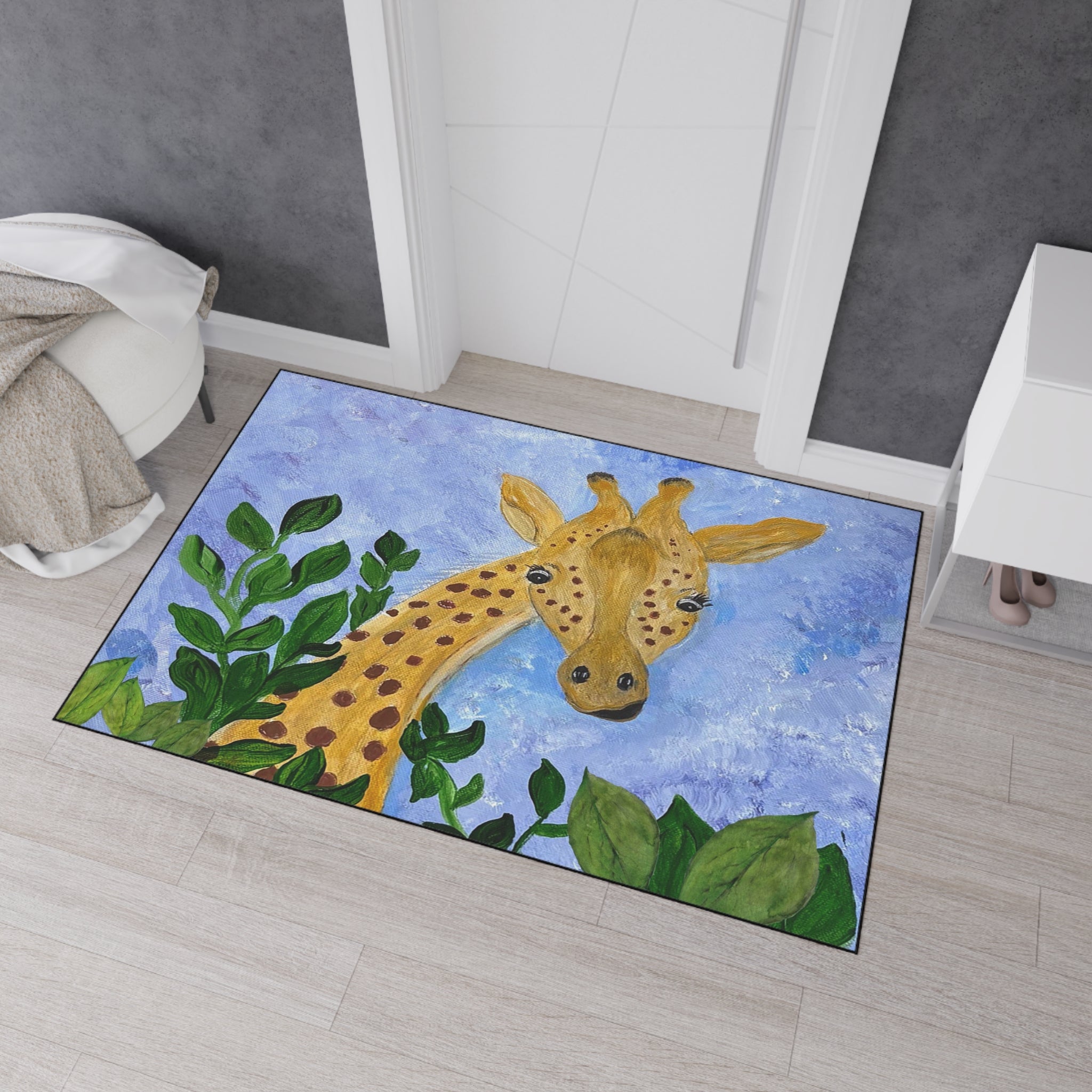 Giraffe Garden Heavy-Duty Floor Mat — Playful Safari Doormat for Kids’ Rooms & Entryways