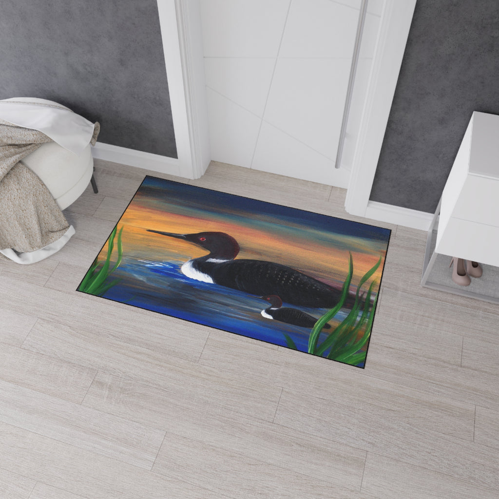 Loons at Dusk Heavy-Duty Floor Mat Lake House doormat rug