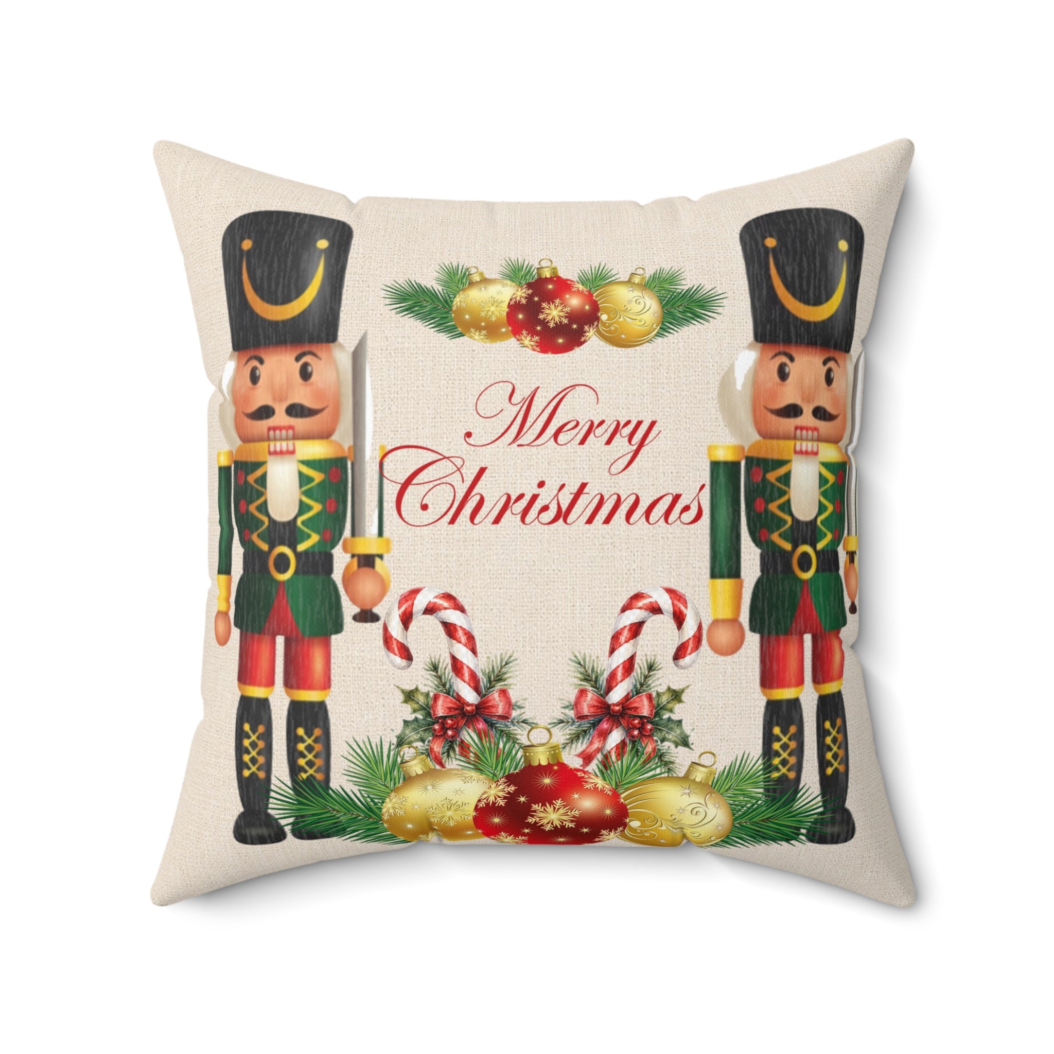 Nutcracker Merry Christmas Decorative Pillow