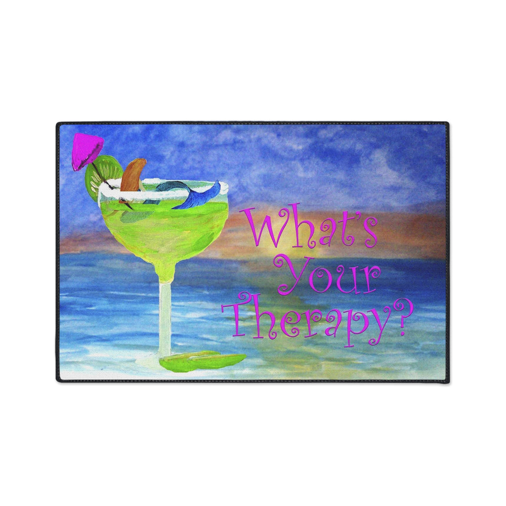 What's Your Therapy? Margarita Mermaid Floor Mat — Heavy Duty Beach Bar Welcome Mat