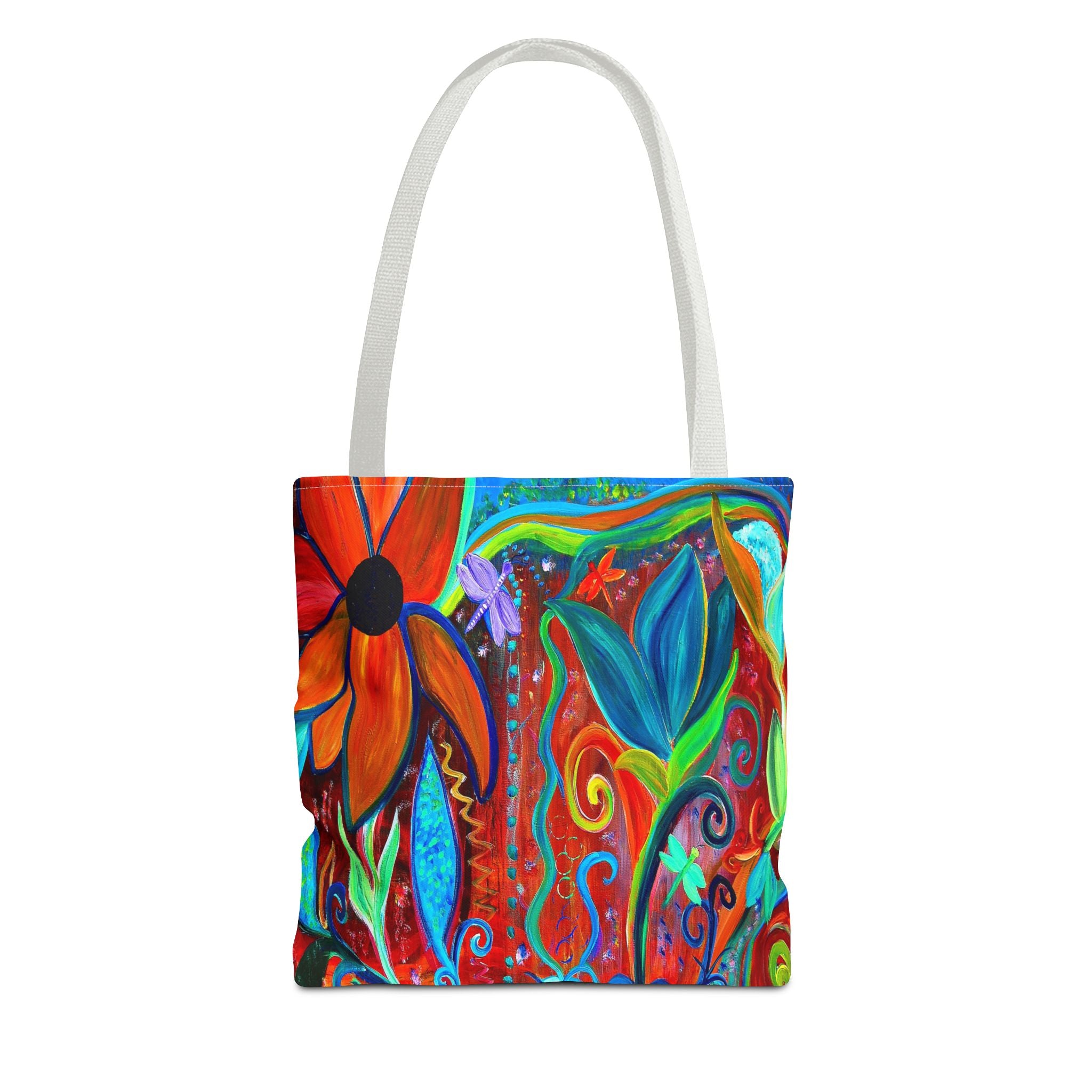 Floral Artsy Tote Bag — Vibrant Hand-Painted Garden Print All-Over-Print Tote