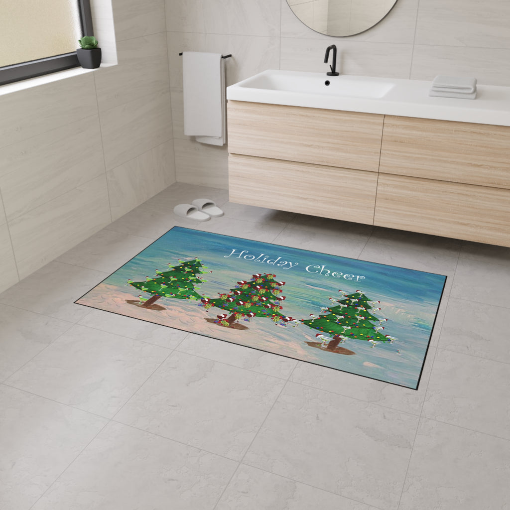 Holiday Cheer Floor Mat - Festive Christmas Trees Welcome Mat