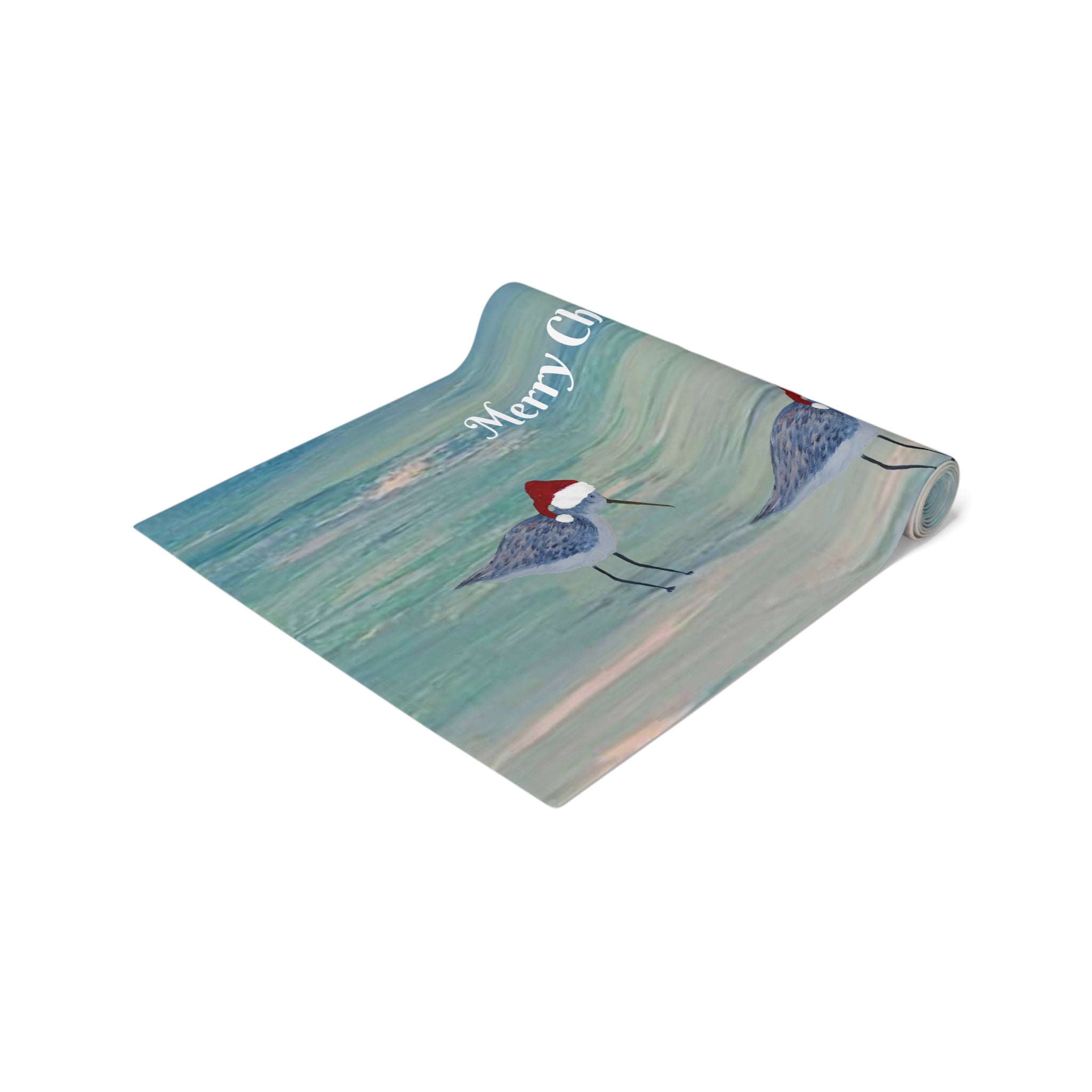 Christmas Shorebirds Table Runner – 'Merry Christmas' Coastal Holiday Decor
