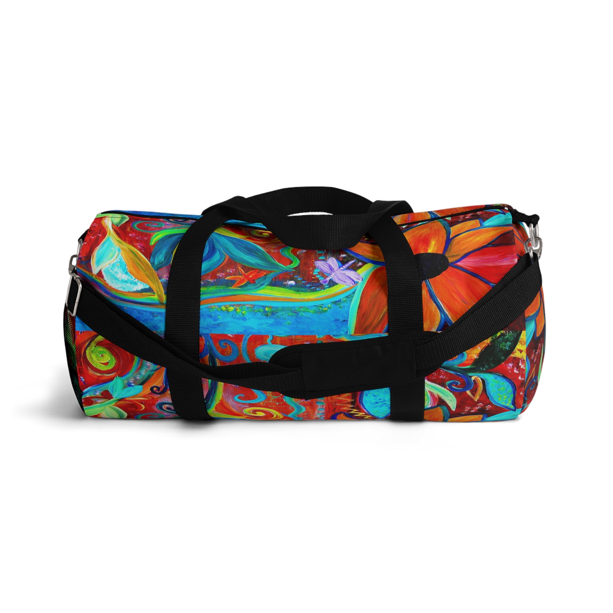 Vibrant Floral Art Duffel Bag — Colorful Abstract Travel & Gym Bag