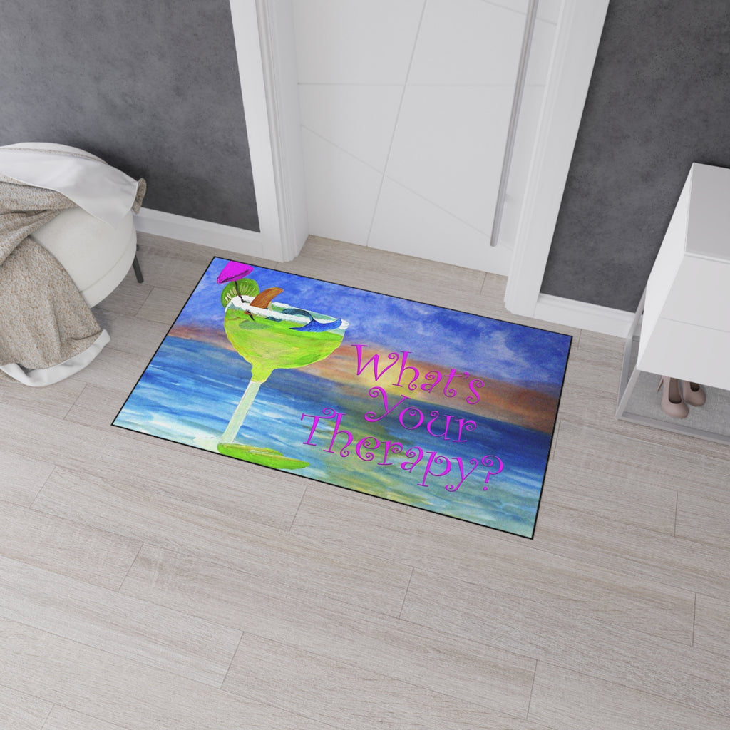 What's Your Therapy? Margarita Mermaid Floor Mat — Heavy Duty Beach Bar Welcome Mat