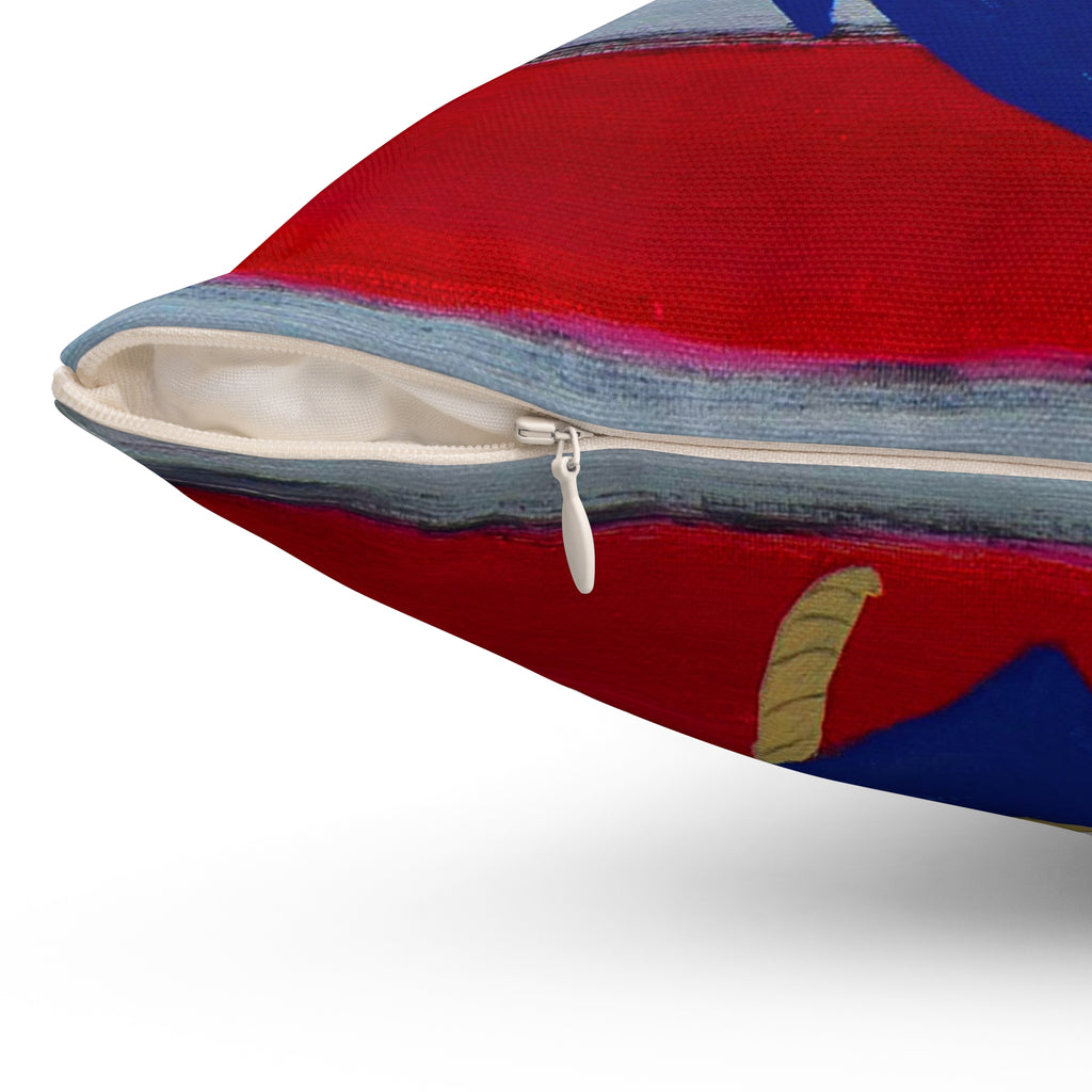 Nautical Anchor Pillow — Red & White Stripe Decorative Throw