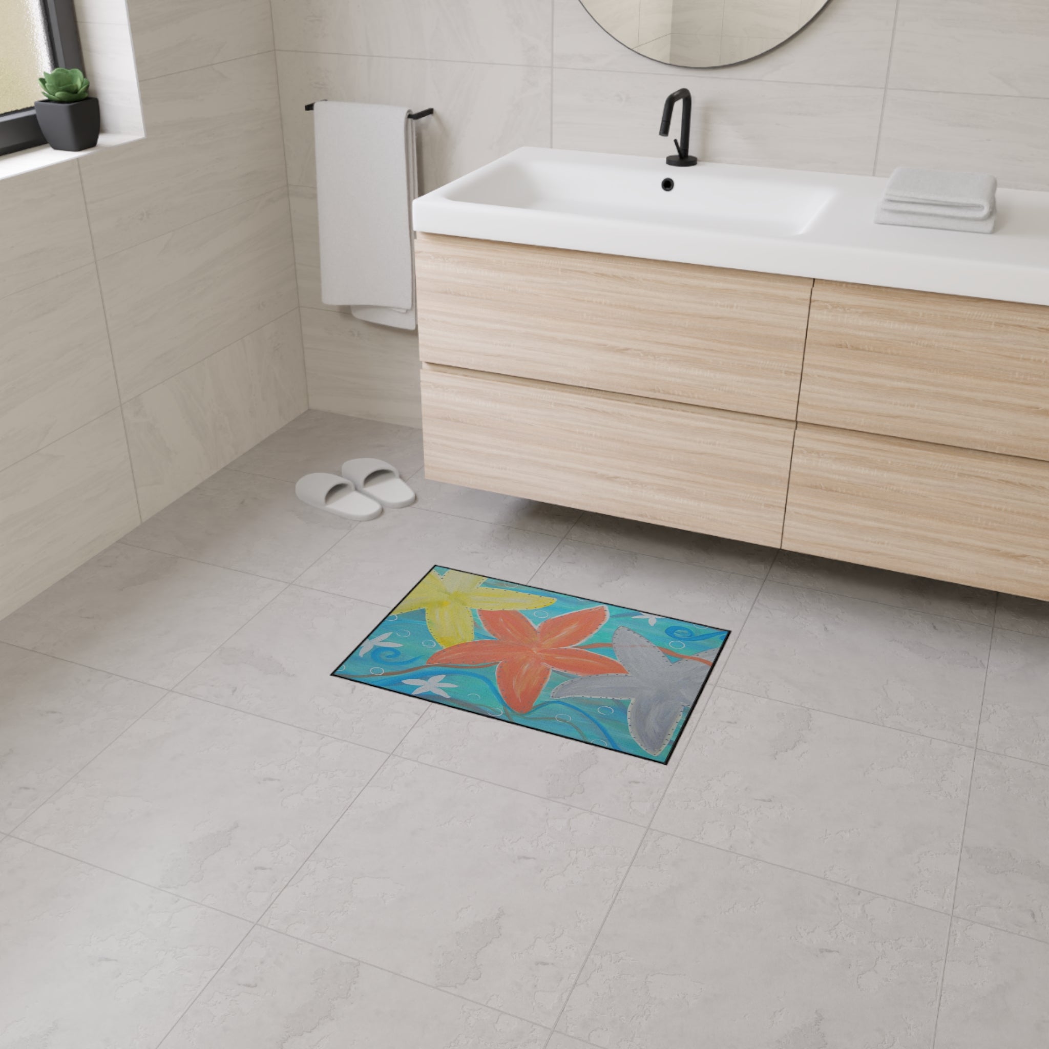 Starfish Beach Floor Mat — Colorful Coastal Doormat