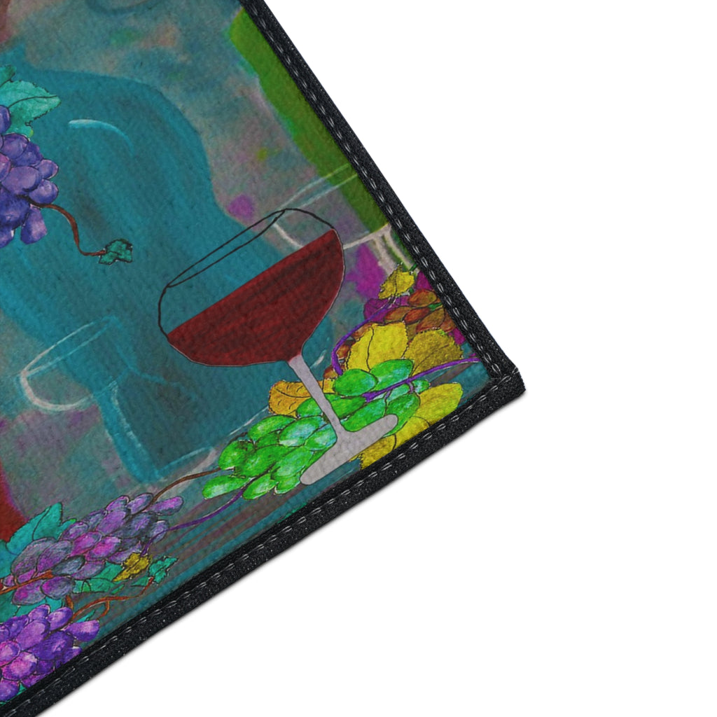 Wine & Grapes Heavy Duty Floor Mat — Colorful Vineyard Kitchen Rug