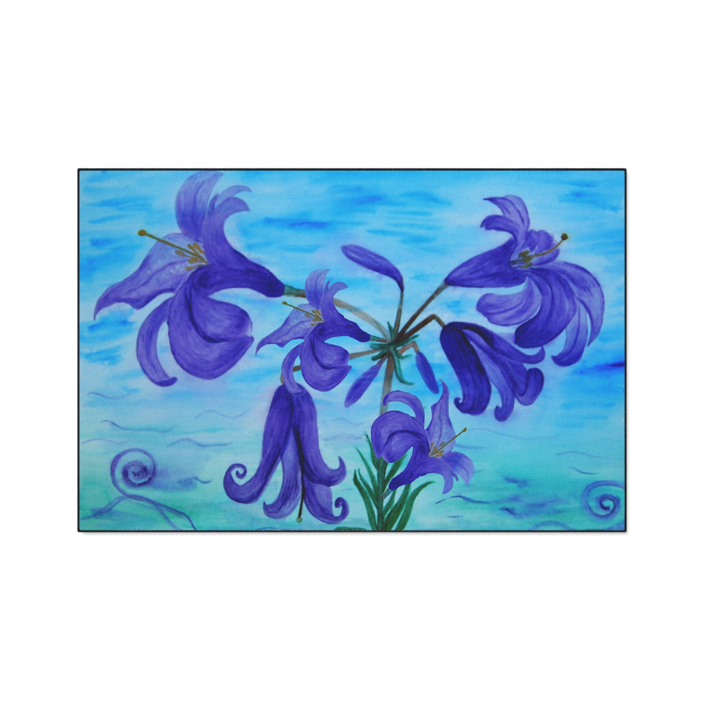 Blue Lily Heavy Duty Floor Mat — Waterproof Floral Entryway Rug